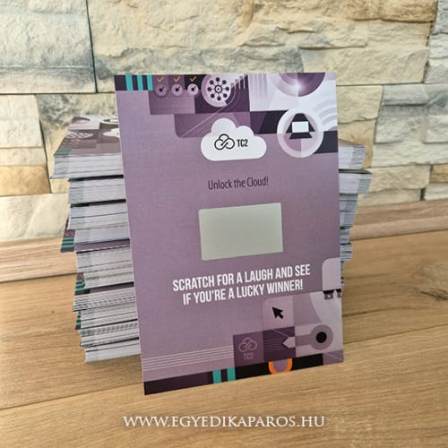 ceges kaparos sorsjegy lap vicces nyeremeny rendezveny lekaparhato egyedi logo arculat