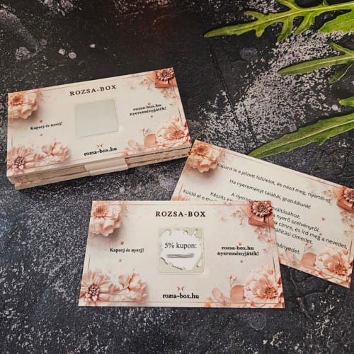 rozsabox kaparos kupon sorsjegy tombola kartya ajandek nyeremeny promosio jatek1
