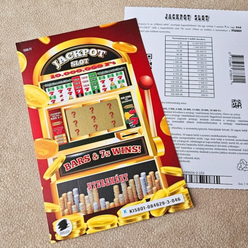 Jackpot Slot valósághű 2 oldalas egyedi kaparós sorsjegy ajándék
